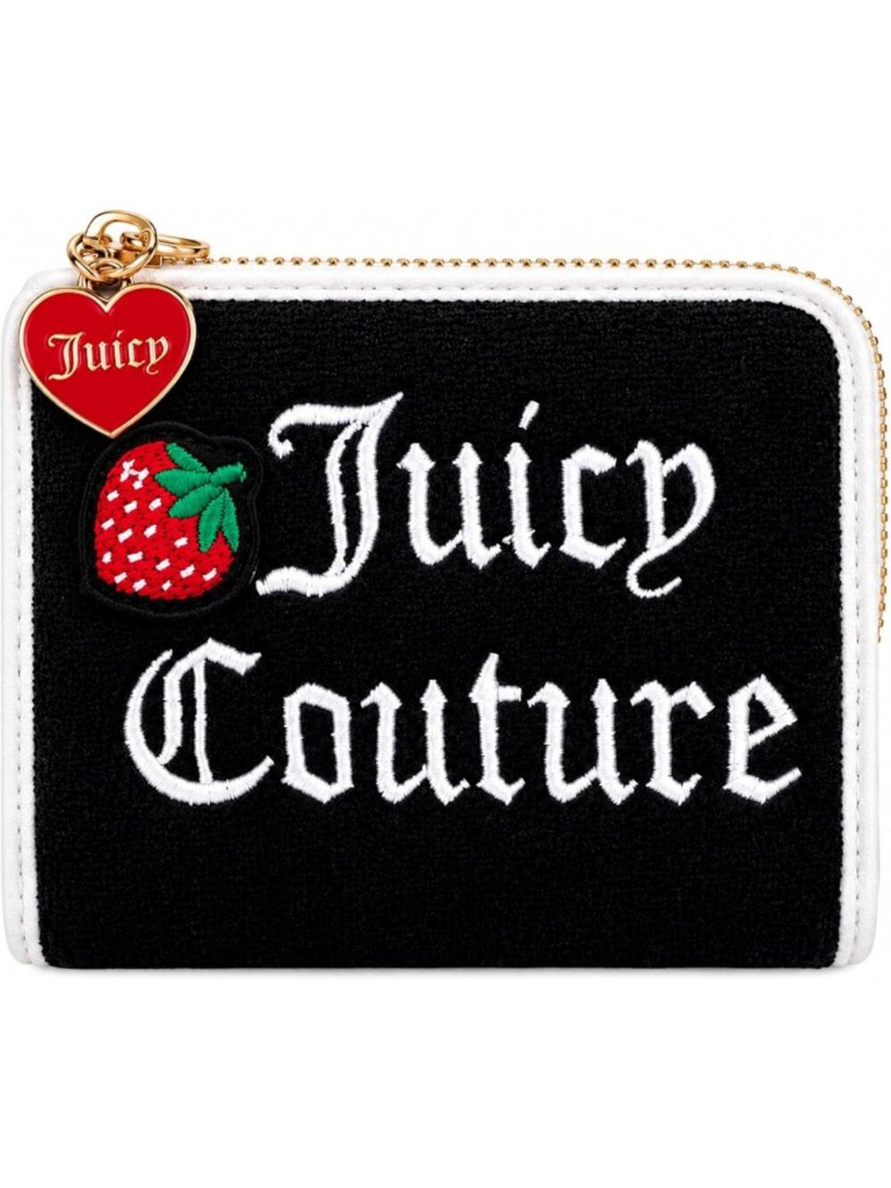 Chic L-Zip Card Case Wallet with ID Window & Strawberry Charm - Compact